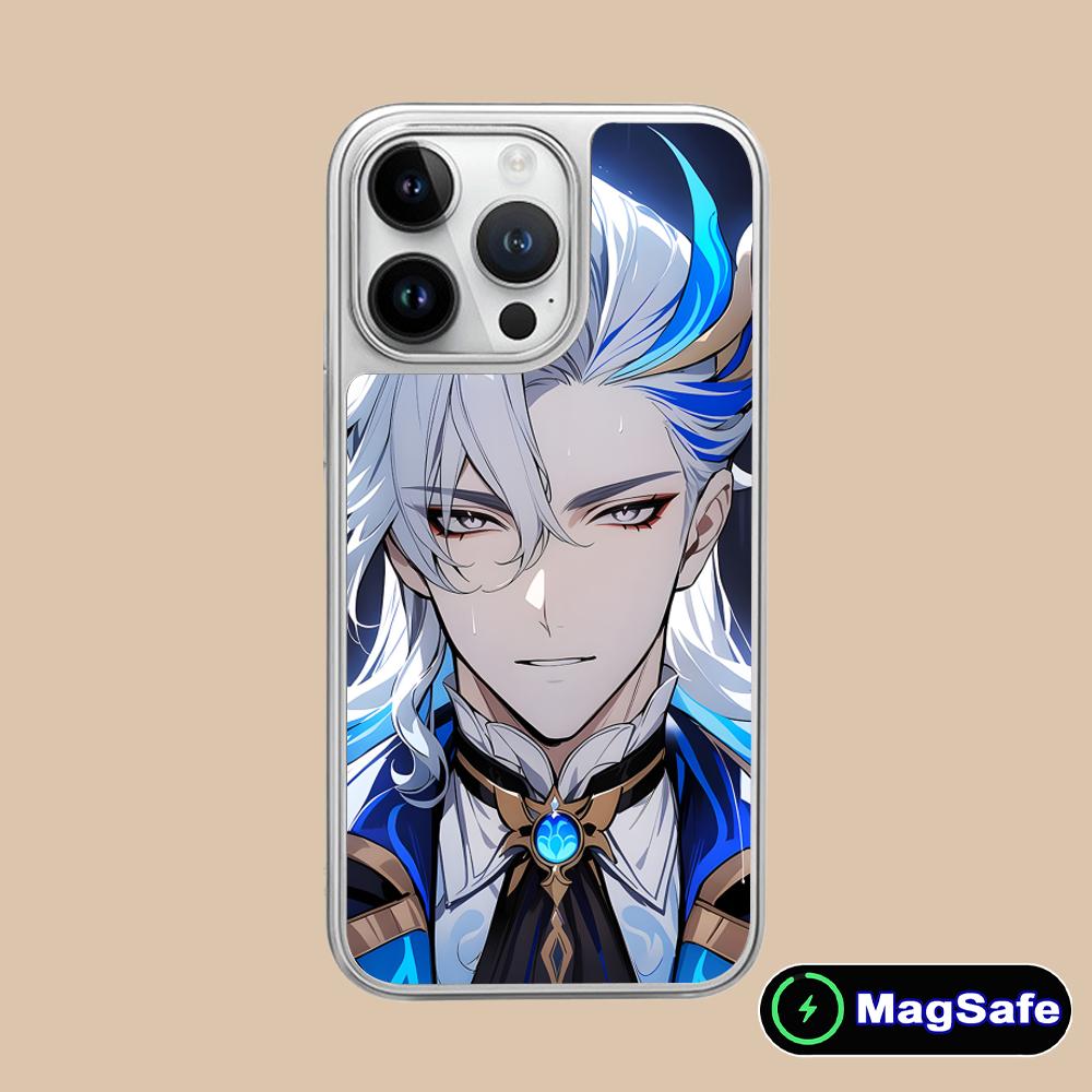 Game GI Neuvillette Silver Plating Magsafe Mobile Phone Case for iPhone 17 16 15 14 13 12 11 Air Pro Max Plus Colorful Cover