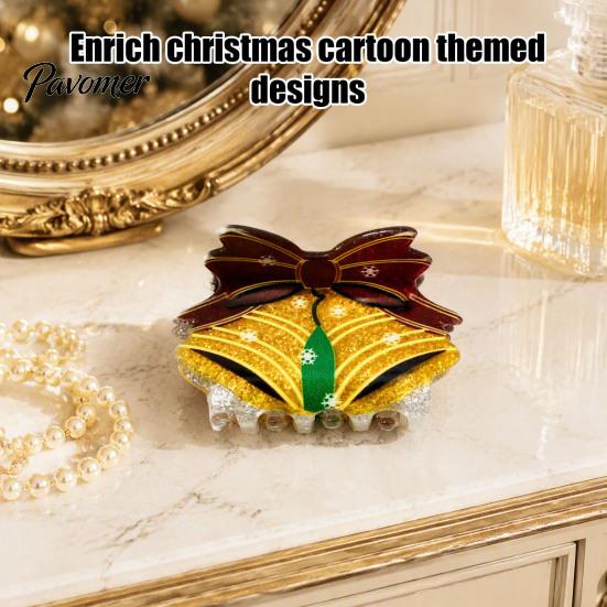 Holiday Hair Clips Christmas Claw for Women Girls, Cute Santa Claus Elk Tree Socks Bells Jewelry Accessories, Non Slip Strong Hold Party & Daily