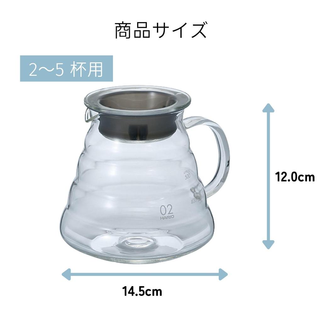HARIO V60 Glass Server 600 Microwave Clear, 600ml, 2-5 cups, safe, XGSR-60-TB