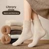 Autumn and Winter Loop Socks, Women's Mid-calf Socks, Thickened Postpartum Socks, Sleep Socks, Winter Warmth, Solid Color, Versatile Long Calf Socks