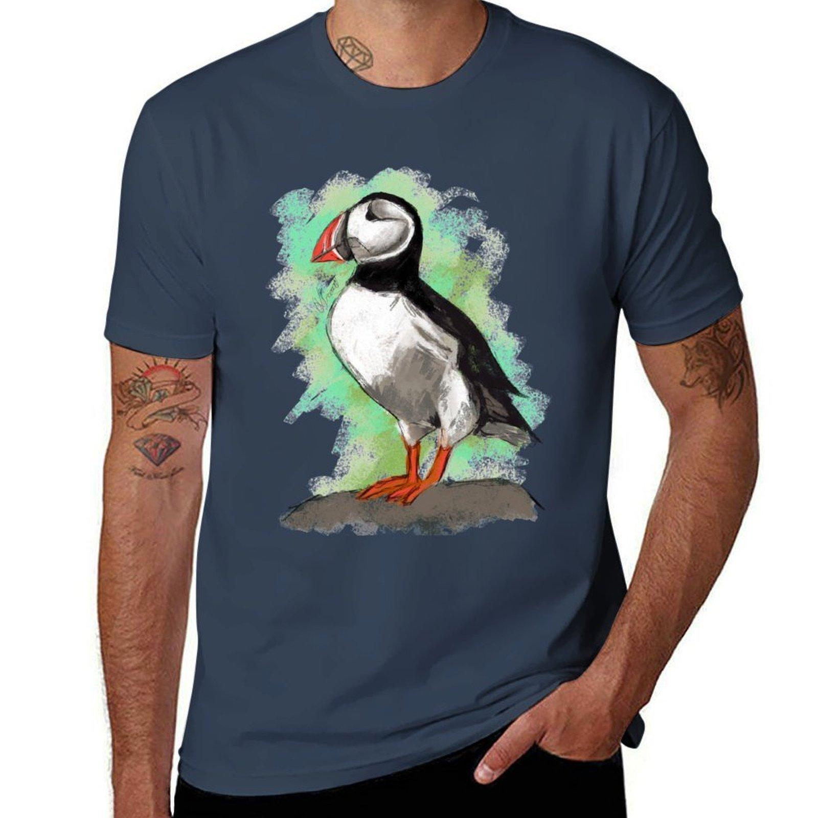 Scottish Puffin Tshirt Basic Simple Design Short Sleeve Shirt S