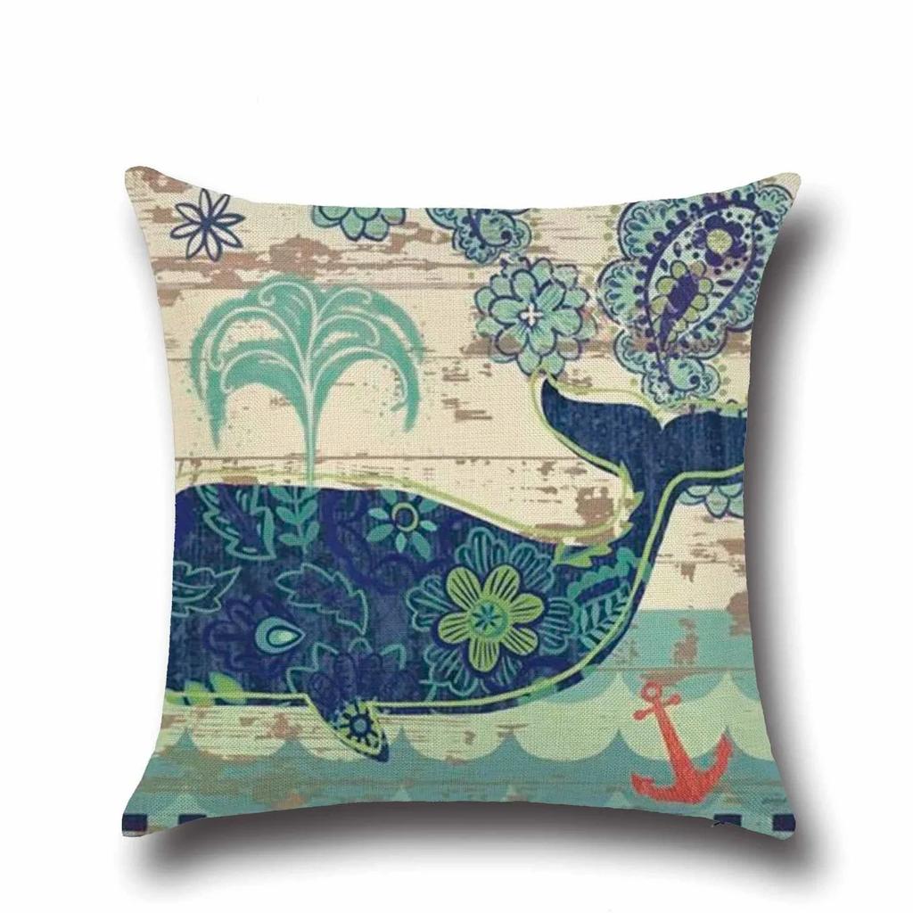 Sea Turtle Nautical Mermaid Pattern   Throw Pillow Cushion Cover Car Home Decoration Sofa Decorative Pillowcase