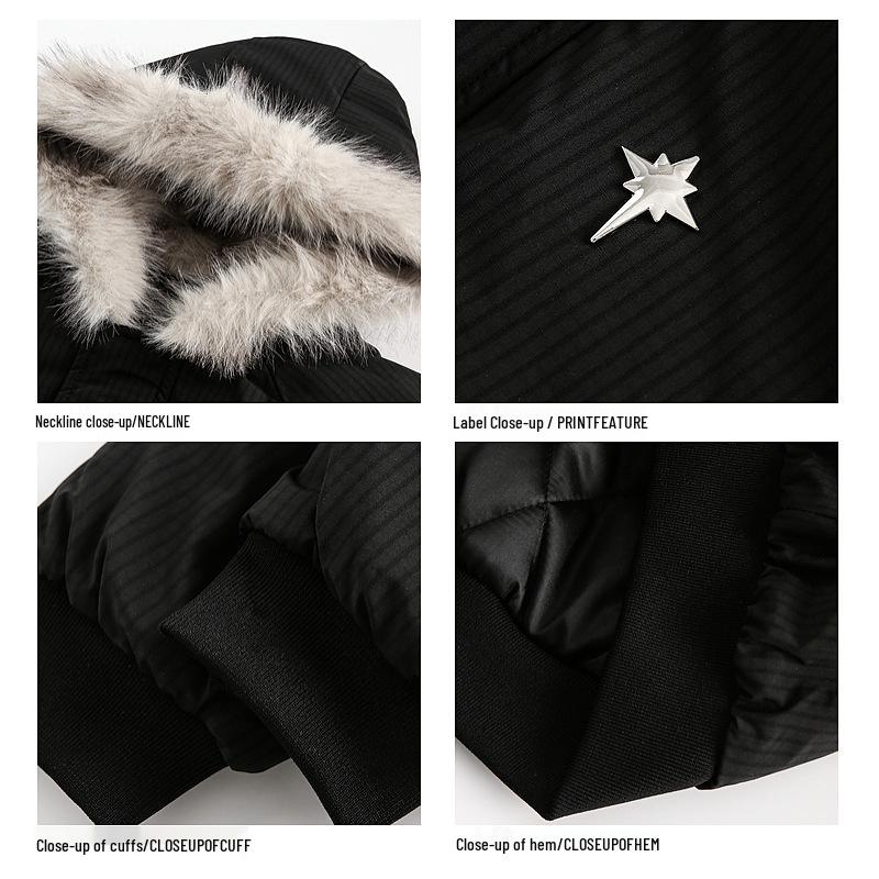 Unisex Short Winter Cotton Jacket with Thick Fur Collar Hood