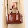 NEW Women's Chic Genuine Leather Bowling Bag Luxury Designer Handbag Soft Waxed Cowhide Ladies Crossbody shoulder Bag