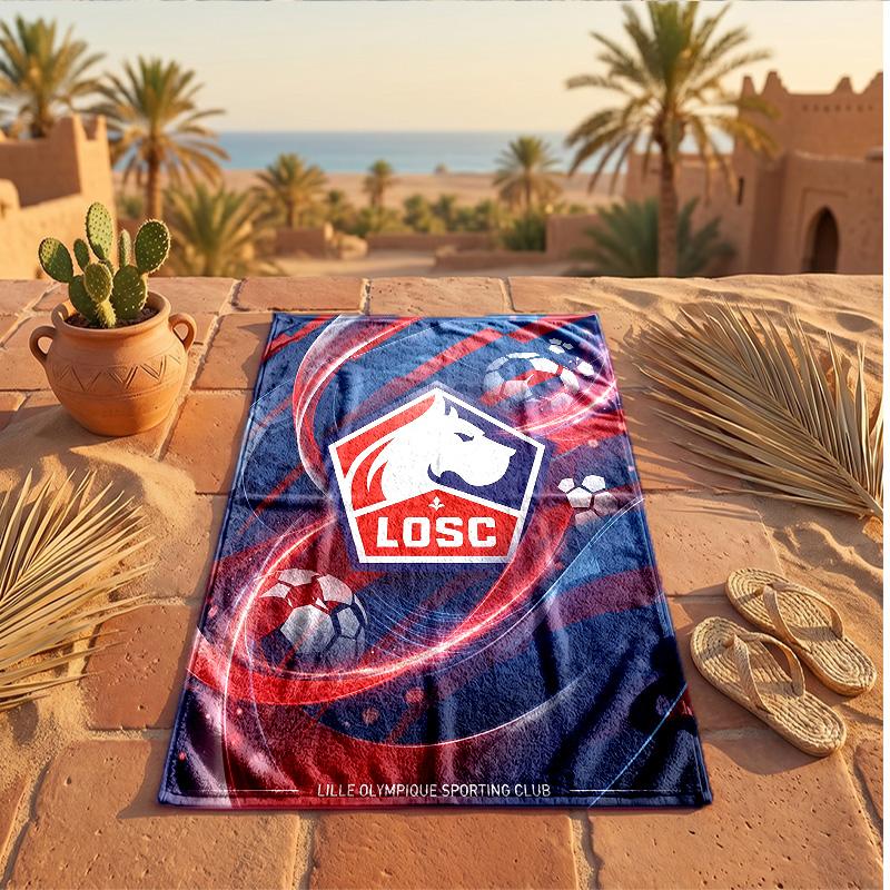 LOSC Lille FC Print Microfiber Beach Towel Quick Dry Absorbent Large Towel For Beach Swimming Travel