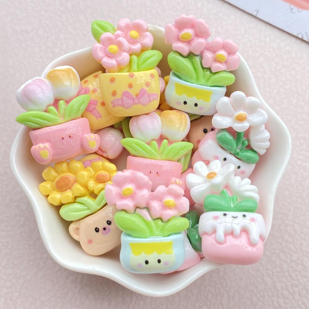 10PCS New Models Colorful Cartoon Animal Flowers Series Resin Scrapbook DIY Jewelry Hairpin Headrope Decoration Crafts