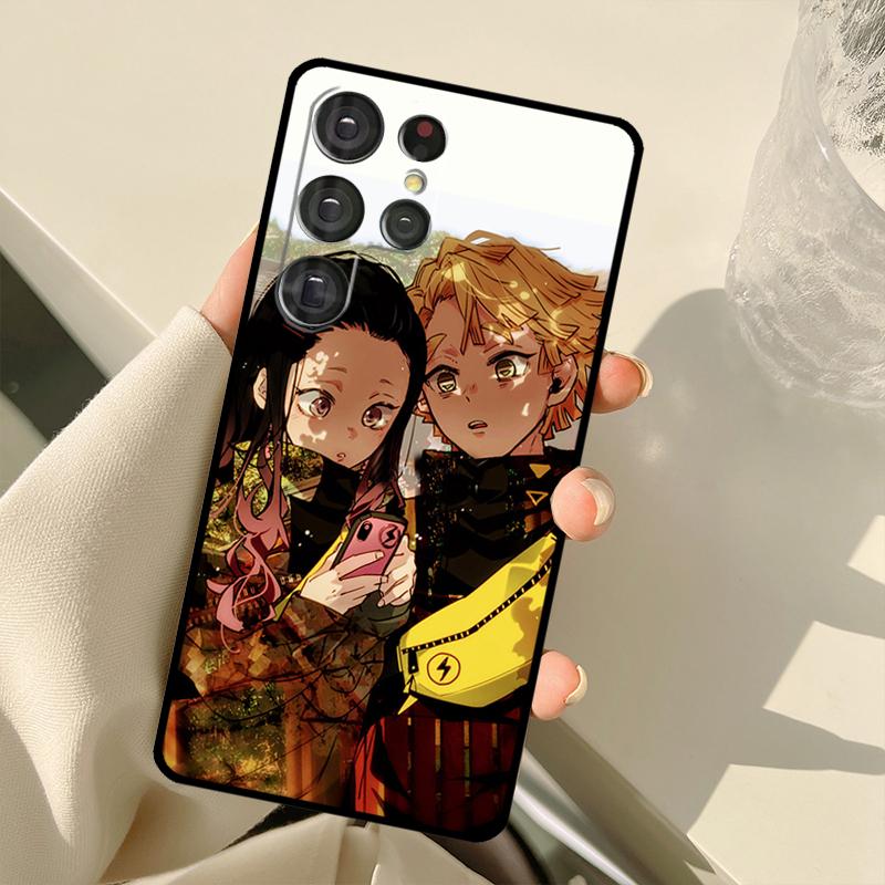 Pouzdro Demon Slayer Nezuko a Zenitsu pro Samsung Galaxy S22 Ultra S20 FE Note 20 Note 10 S8 S9 S10 Plus S21 Ultra Kryt
