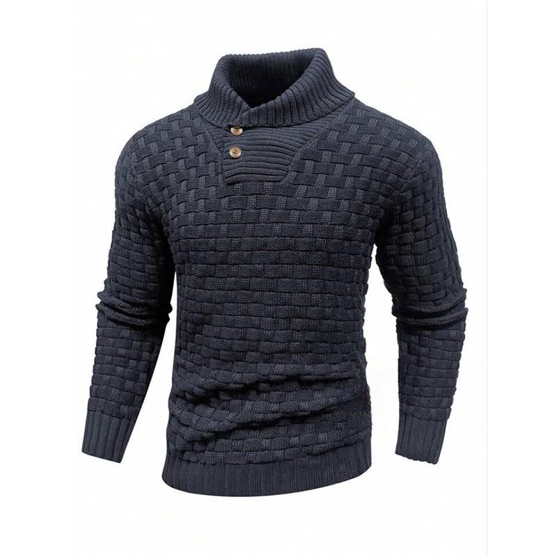 Men's Lapel Business Knitted Sweater Fashion Elastic Pullover Bottom Sweater