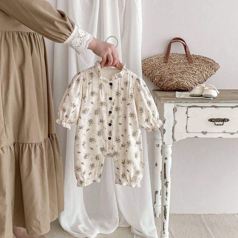 Ins Spring Baby Girl Doll Collar Printed Princess Jumpsuit Fresh Style Baby Girl Photo Shoot Romper