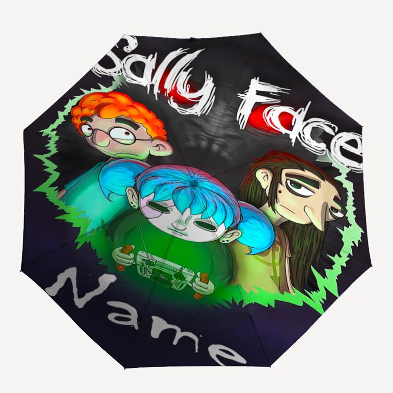 Custom Name Sally Face Theme Automatic Umbrella, Lightweight & Portable, 8 Rib, Perfect for Outdoor Travel, Birthdays, Christmas, Gifts.