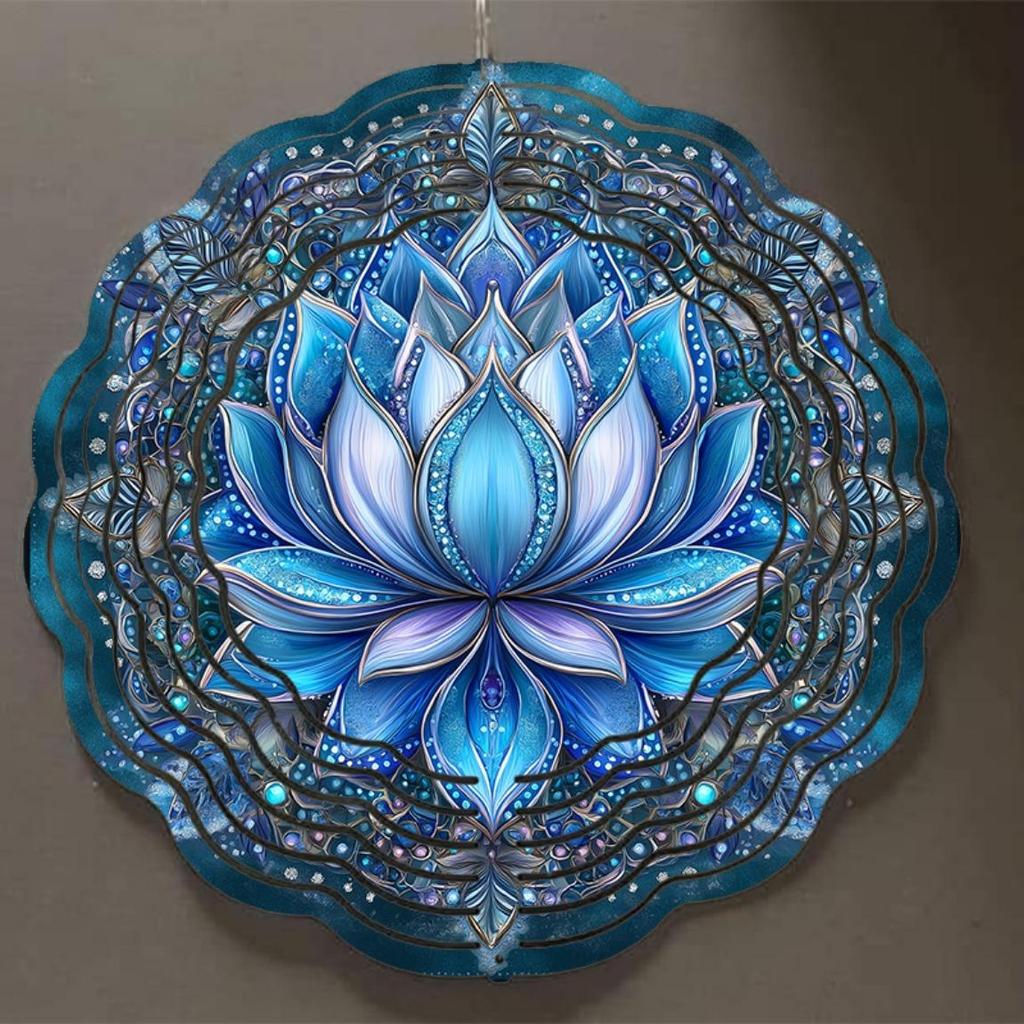 Clopoțel de Vânt Metalic de 10 Inch Design Lotus pentru Decor Exterior Interior Grădină Pridvor Terasă Nu Necesită Alimentare Cadou de Sărbători Decorațiune Casă