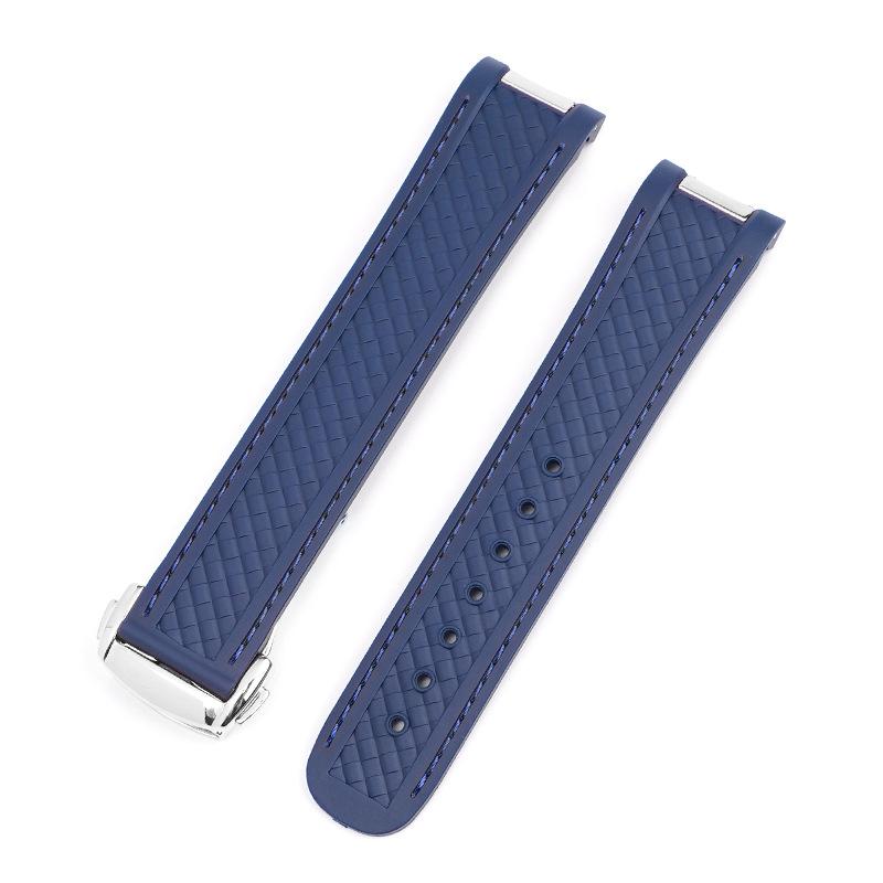 Gummi-Uhrenarmband für Omega für Seamaster 300 Armband 20mm für Speedmaster AT150 Taucherarmbänder Schwarz Blau Silikonarmband