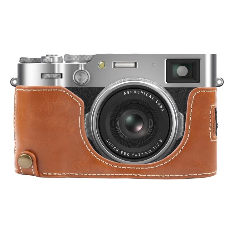 Glossy PU Leather Half Bottom Base Protective Case For FUJIFILM X100VI Digital Camera