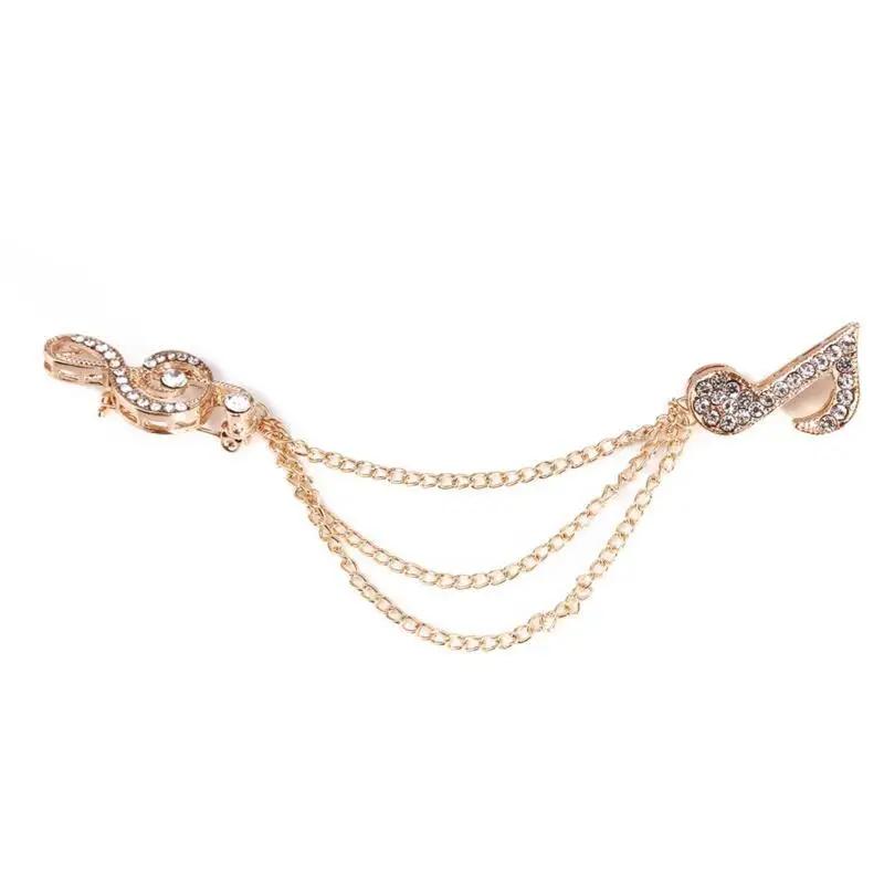 

New Fashion Women Men Brooch Personality Suit Pin Jewelry Chain Brooches Gift Unisex Pins золотистый