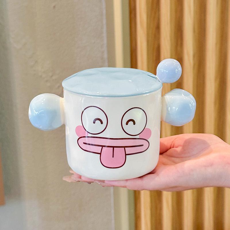 Birthday gifts for boys and girls, cute and cute clown ceramic mug with lid, girlfriend's souvenir gift box.