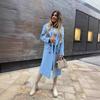 Winter Long Sleeve Women Overcoat Solid Color Lapel Button Design Mid Length Coat with Pockets Outerwear