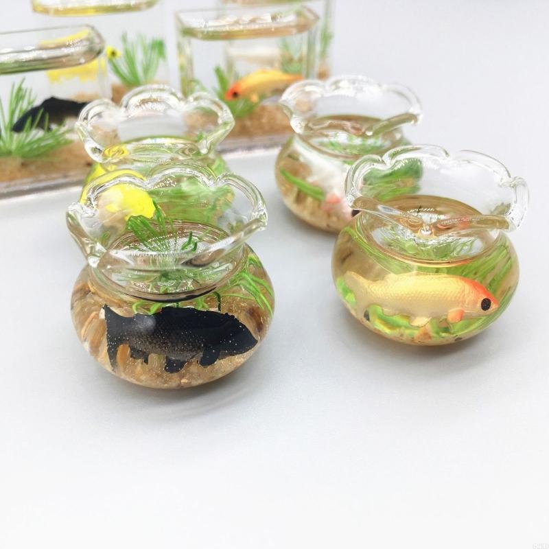 62KD Delicate Glass Fish Aquarium for Dollhouse Decoration Realistic Glass Decor