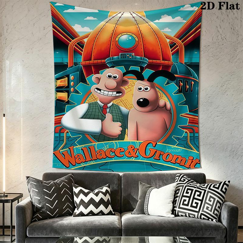 Wallace & Gromit Wall Hanging Printed Fabric Blanket Decorative Tapestries for Bedroom Living Room Home Decor