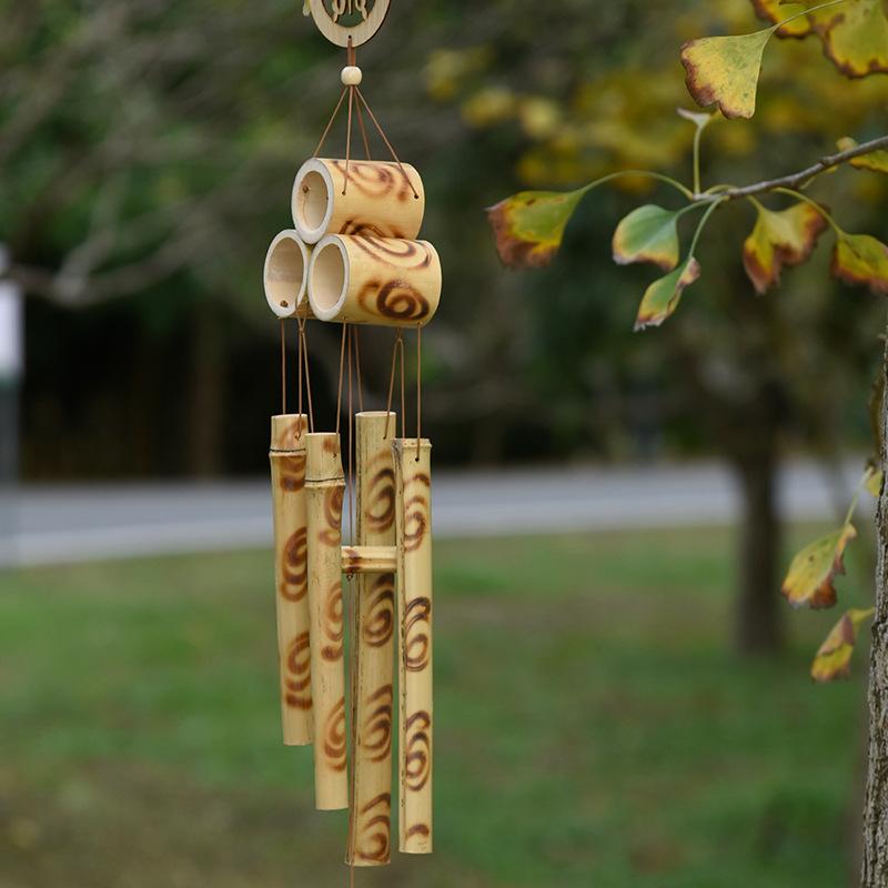 Handmade Tubes Bamboo Bell Natural Wind Chimes  Indoors Pendant Balcony Home Hotel Decor Outdoor Yard Garden Windchime Crafts