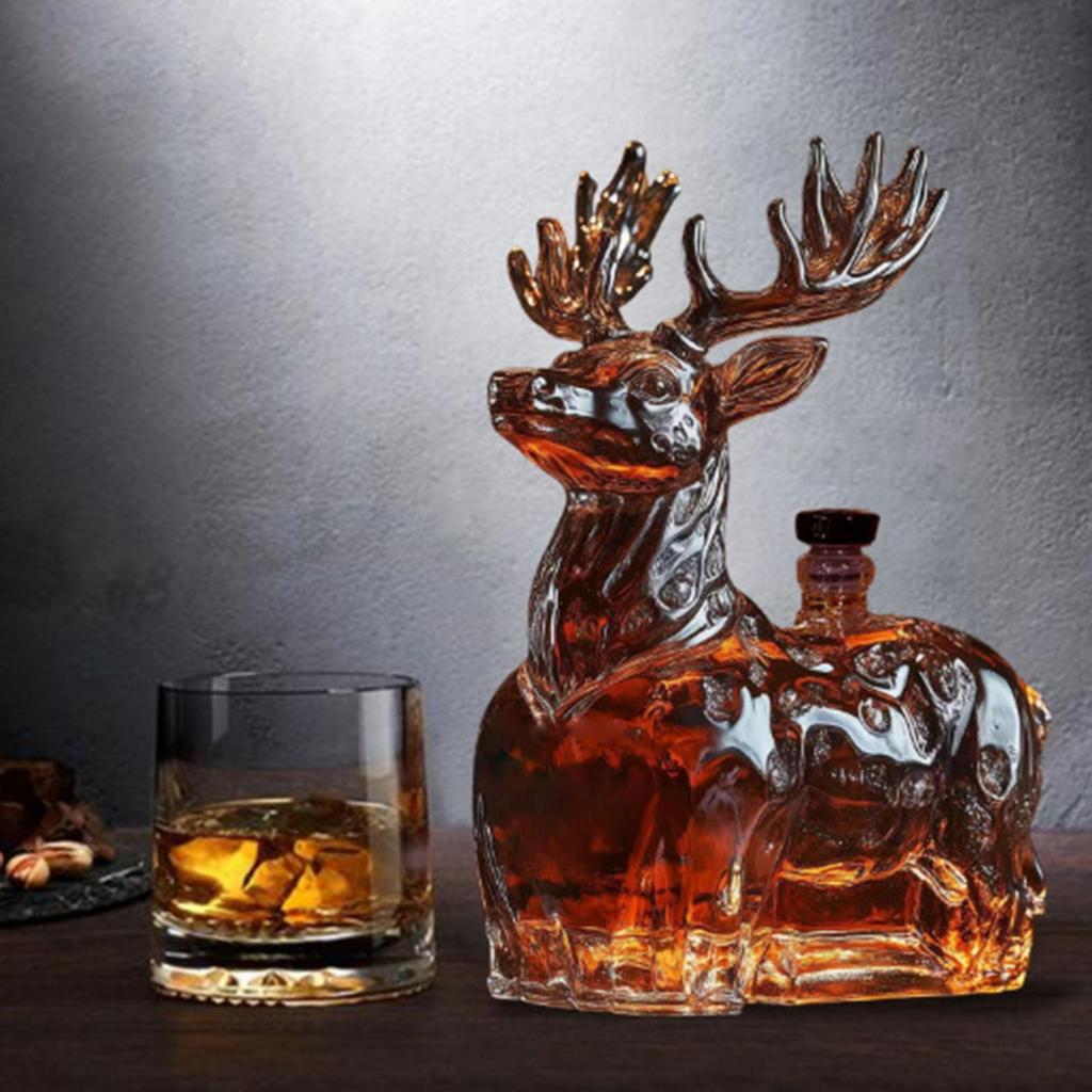 Hirsch Whiskey Glasflasche 120ml Rentier Whiskey Glasflasche Likör Dekanter Heimdeko für Männer Weihnachten Geburtstagsfeier