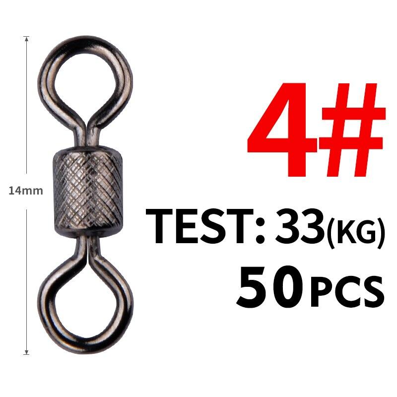 MEREDITH 50PCS/Lot Fishing Swivels Obratlík s kuličkovým ložiskem s bezpečnostní západkou Pevné kroužky Otočný obratlík pro příslušenství pro lov kaprů