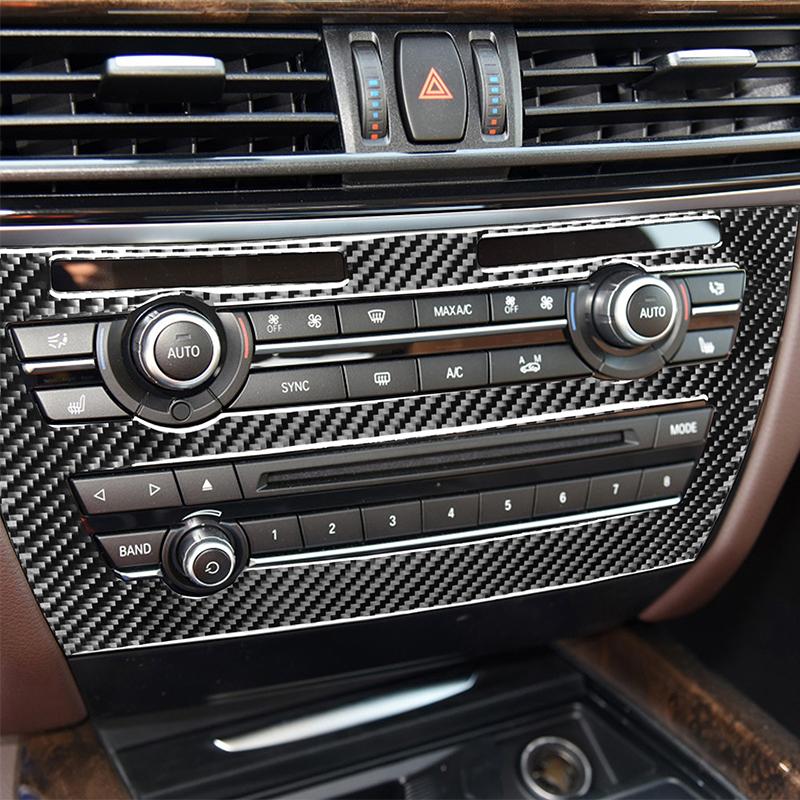 For BMW X5 X6 F15 F16 14-19 Car Styling Real Carbon Fiber Car CD Control Panel Stickers CD Panel Frame Decorations