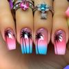 24 Pezzi Unghie Finte French Press Semplici Punte Unghie Design Striscia Amore Unghie Finte Quadrato Corte Donna Acrilico Copertura Completa Nail Art Unghia Finta
