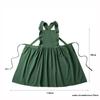 French Style Retro Flouncing Apron Cotton Adjustable Cotton Linen Pinafore Plus Size Solid Color Ruffle Trim Apron Baking