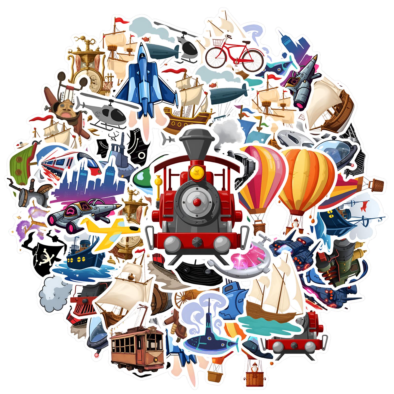 35pcs-50pcs Retro Vehicles Stickers Whimsical Retro Stickers Stickers For Laptop Luggage Scrapbook Diary