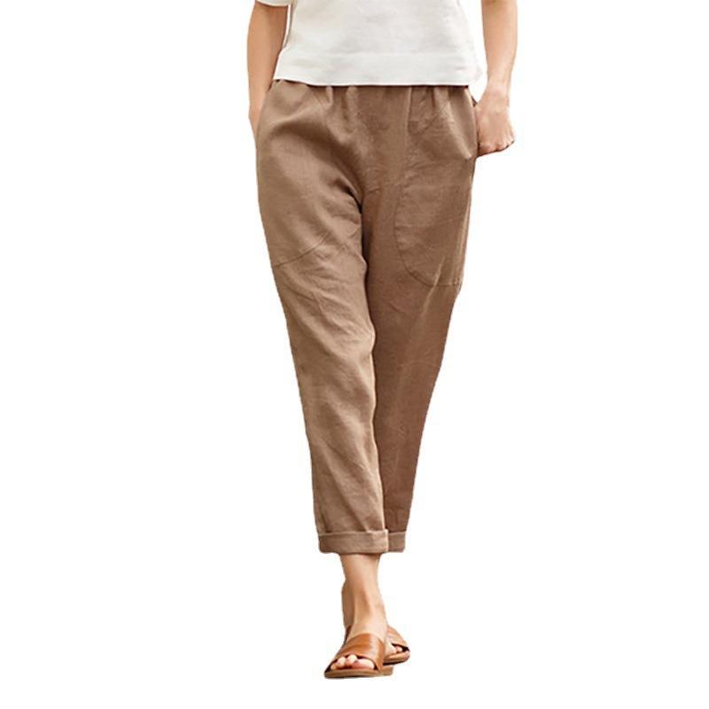 IHUASU Women's Fashion Casual Solid Color Print Pants & Capris