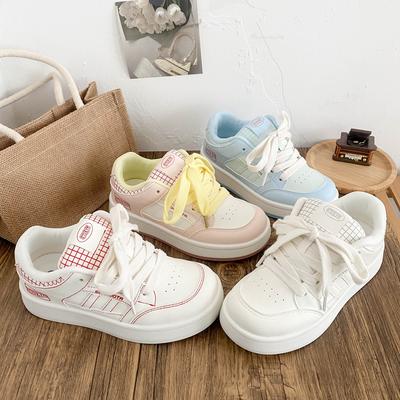 B2307 semelle intérieure en latex/plateforme chaussures blanches chaussures pour femmes chaussures pain printemps nouveau cuir chaussures de planche polyvalentes