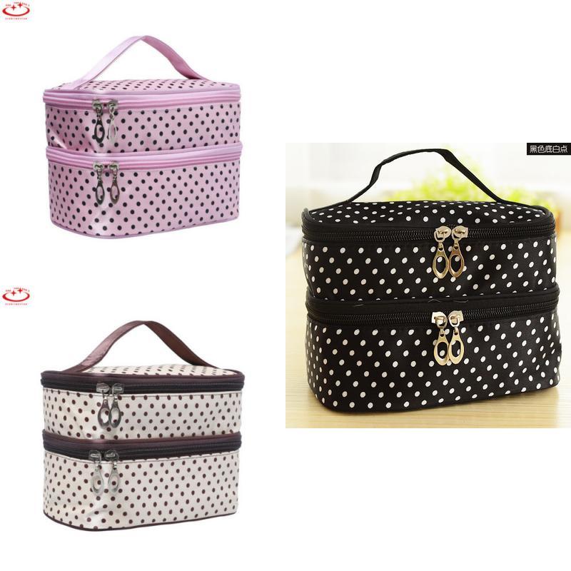 Makeup Bag Portable Travel Organizer With Double Zipper For Women Daily Use