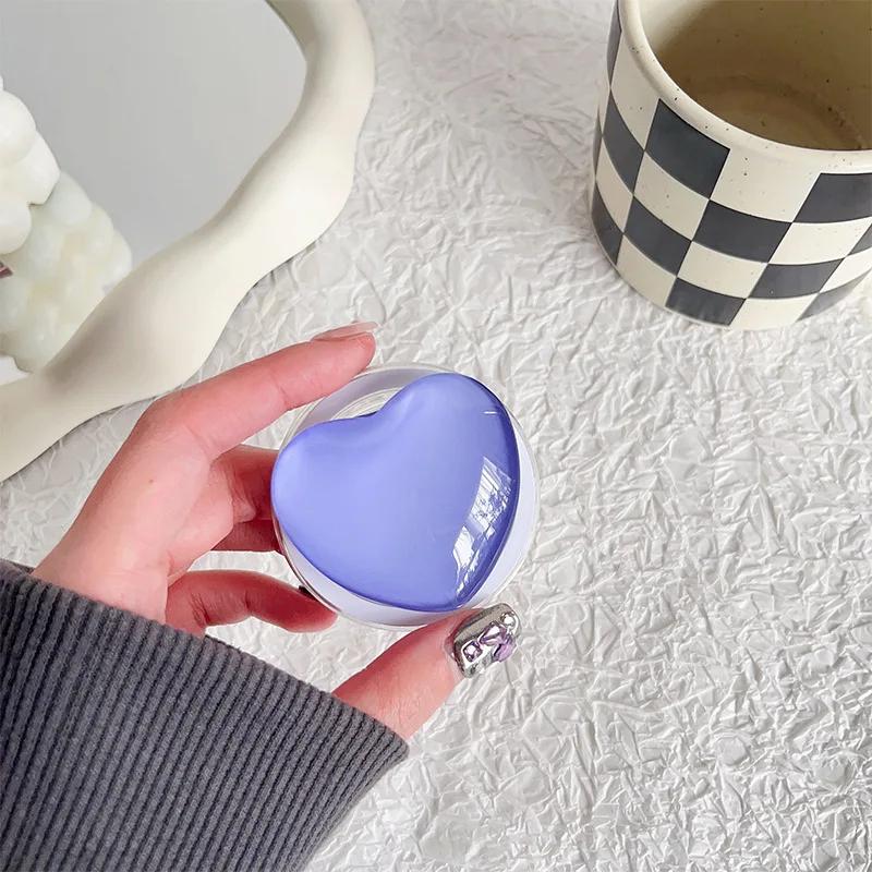Solid Color Glass Love Cell Phone Airbag Holder Magnetic Removable Desktop Support Portable Retractable Cell Phone Holder