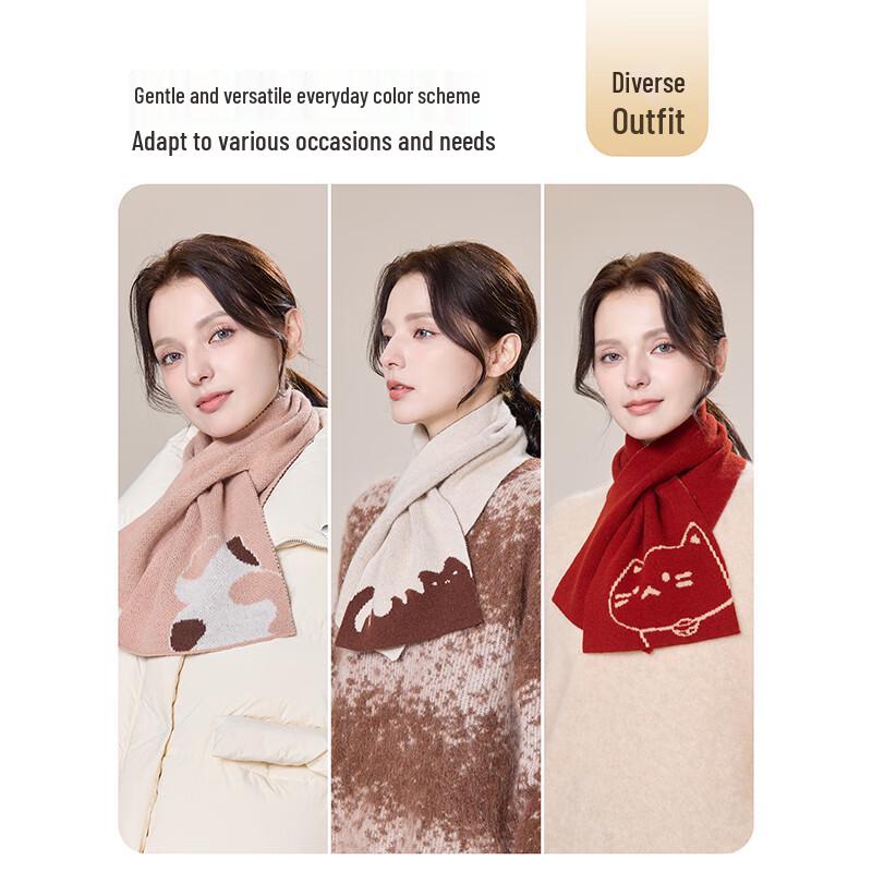 JIUMU Women's Pure Wool Knitted Cross Neck Scarf