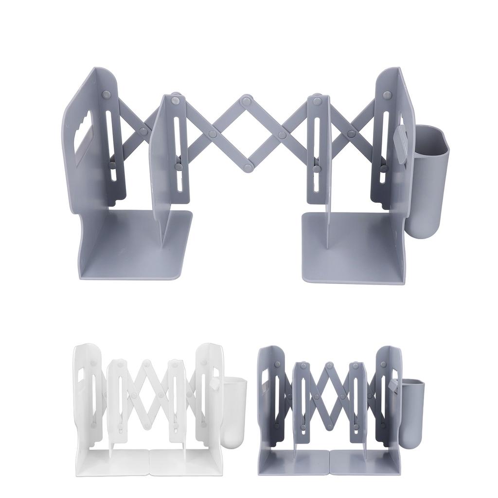 Extendable Bookend Non Skid PP Heavy Duty Decorative Adjustable Book Shelf Holder for Desk with Deta