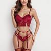 Bra Brief Sets Female Transparent Sexy Lace Heart Garter Sexy Underwear Set New See Through Erotic Sexy Lingerie Sleepwear Women