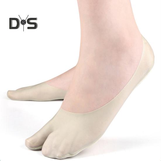 Breathable Toe Socks 2-Toe Invisible Liner Socks with Anti-Slip Silicone Ultra-Thin Moisture-Wicking Socks for Loafers Sneakers