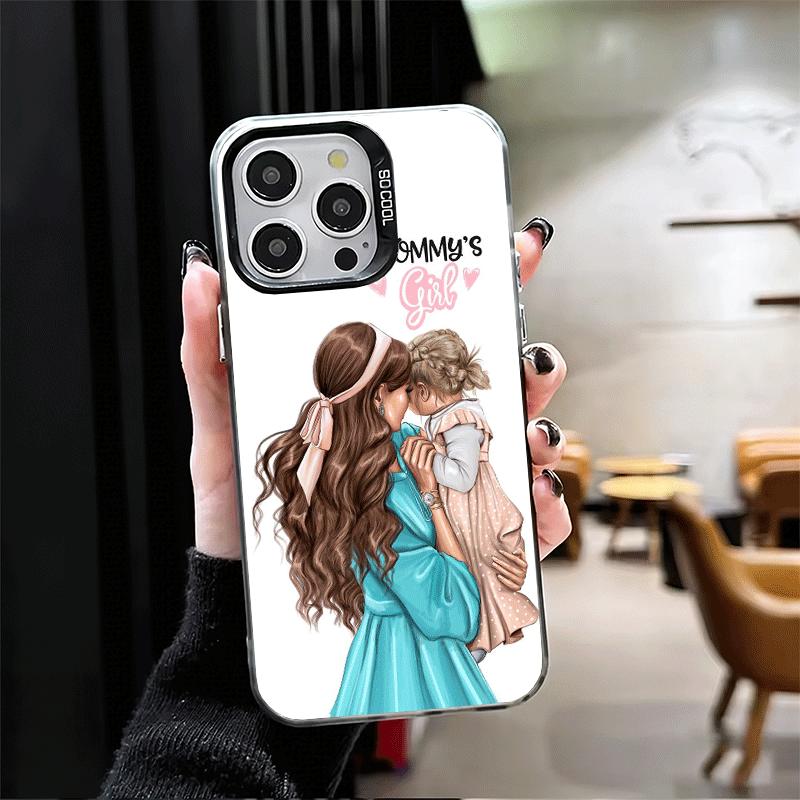 Mom Baby Girls Theme Soft Phone Case for iPhone 15 16 17 Pro Max 17Air 16E 14 Plus 13 12 Mini Shockproof Cover Back Shell
