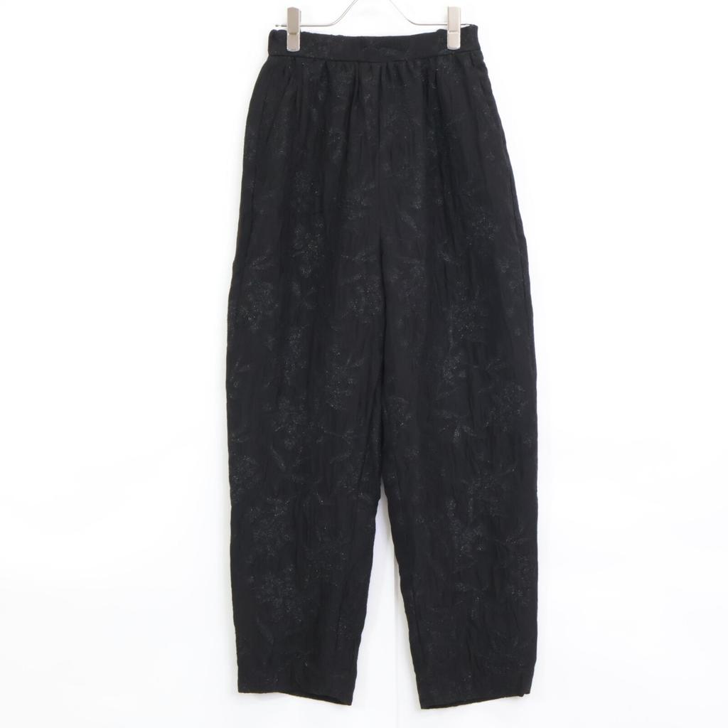 PALE JUTE 24AW Black Lame Flower Jacquard Pants Bottoms S blackUsed