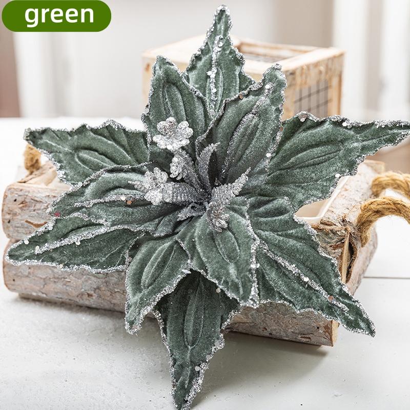 New 1-4PCS Christmas Flower Glitter Artificial Poinsettia Artificial Xmas Tree Decor for Home Party Decor New Year's Ornaments