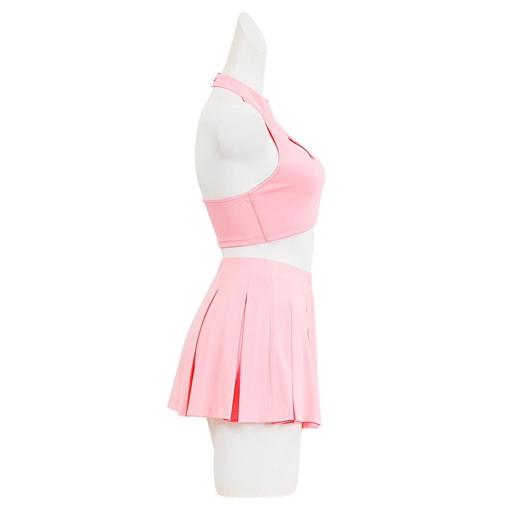 Death Note Misa Amane Rosa Cheerleader Rock Cosplay Kostüm Set, Herzmuster Anime Genaues Outfit, Halloween Convention