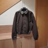 Pingti-European and American men's clothing retro lapel collar black jacket/loose imitation leather jacket brown coat