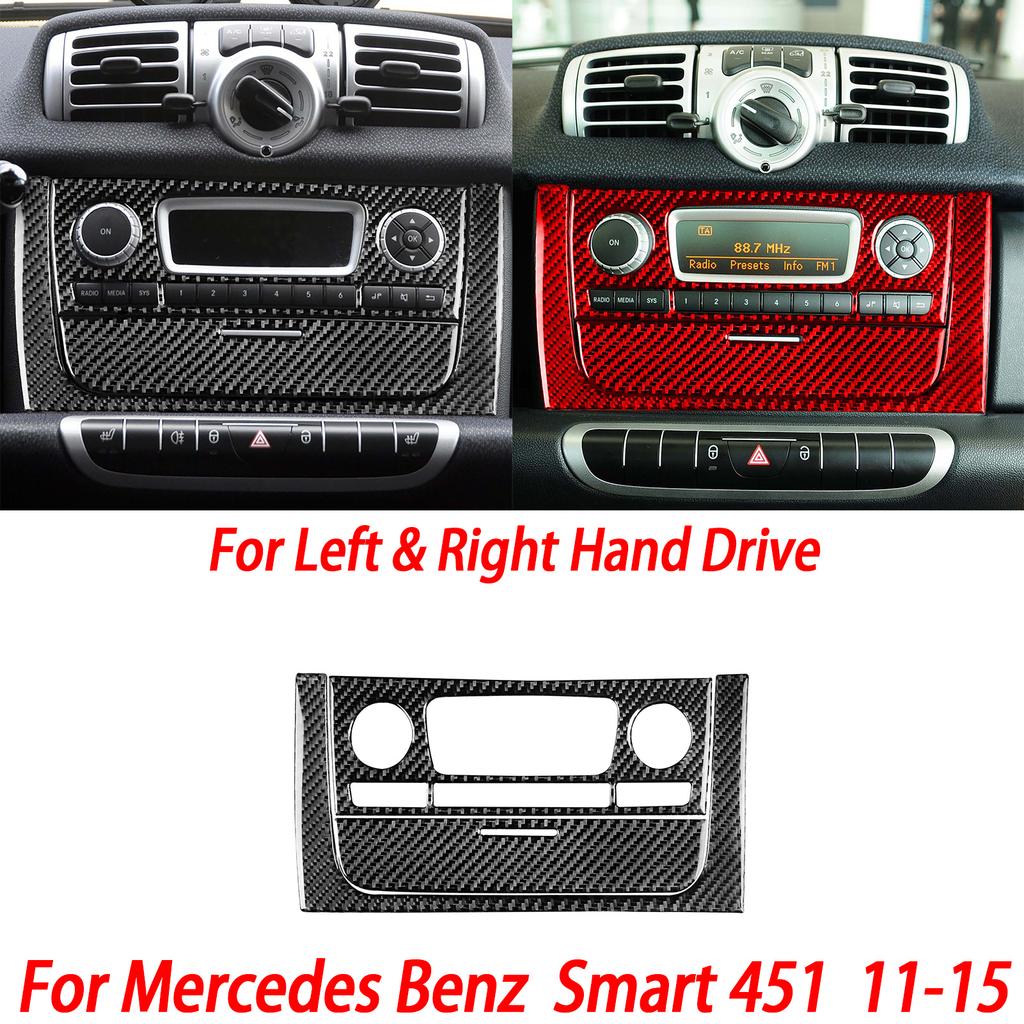 For Benz Smart W451 Fortwo 2011-2015 Carbon Fiber Copilot Storage Box Handle Center CD Gear Shift Panel Interior Trim Sticker