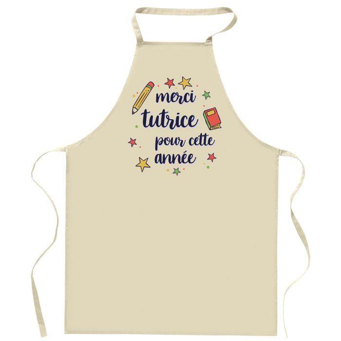 Tablier de cuisine - Merci Tutrice - Motif étoiles - Coton épais - Imprimé en France