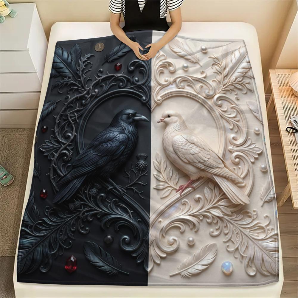 

1Pc Gorgeous B&W Print Flannel Blanket, High quality Comfortable for All Seasons, Home Decor, Warmth and Comfort, Perfect for Christmas Gifts W40 80cm x 120cm