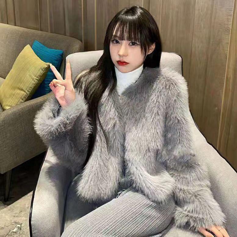 Mao Mao Jacket Women's Autumn and Winter New Imitation Fox Hair Celebrity Style Fluffy Fashion Short Fur