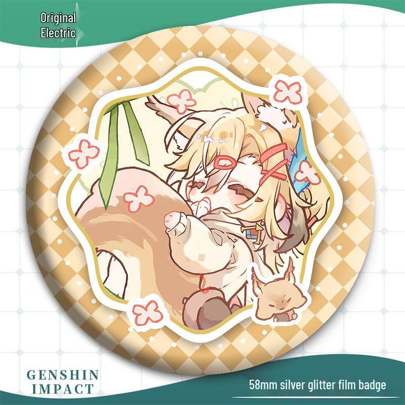 Genshin Impact Q Version Metal Badges: Tighnari, Scaramouche, Furina, Kaveh, Zhongli Brooch Set