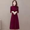 Long Knitted Dress for Women Autumn Solid-color Sweater Dress Imitating Mink Fur Cinched Waist and Trendy Solid-color Long-sleeved Knitted Sweater