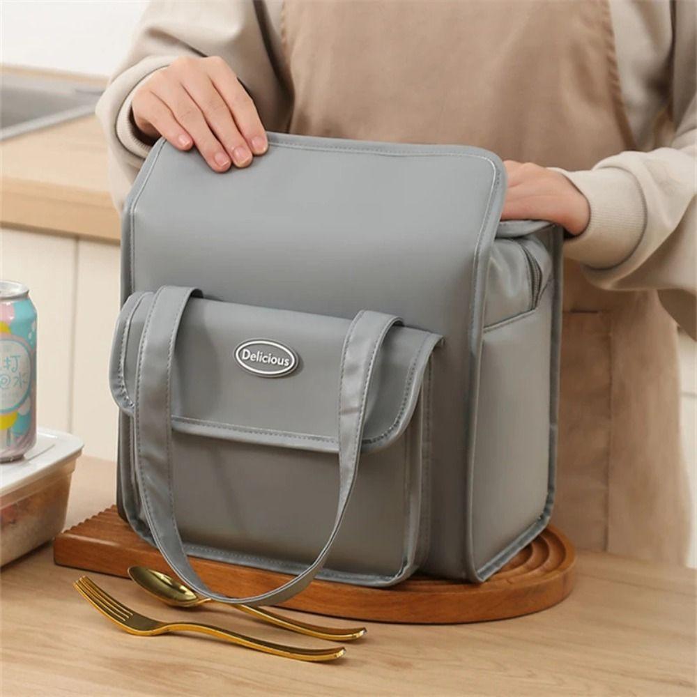 PEVA Lining Picnic Bag Waterproof Food Tote Bag Portable Lunch Organizer  Hiking