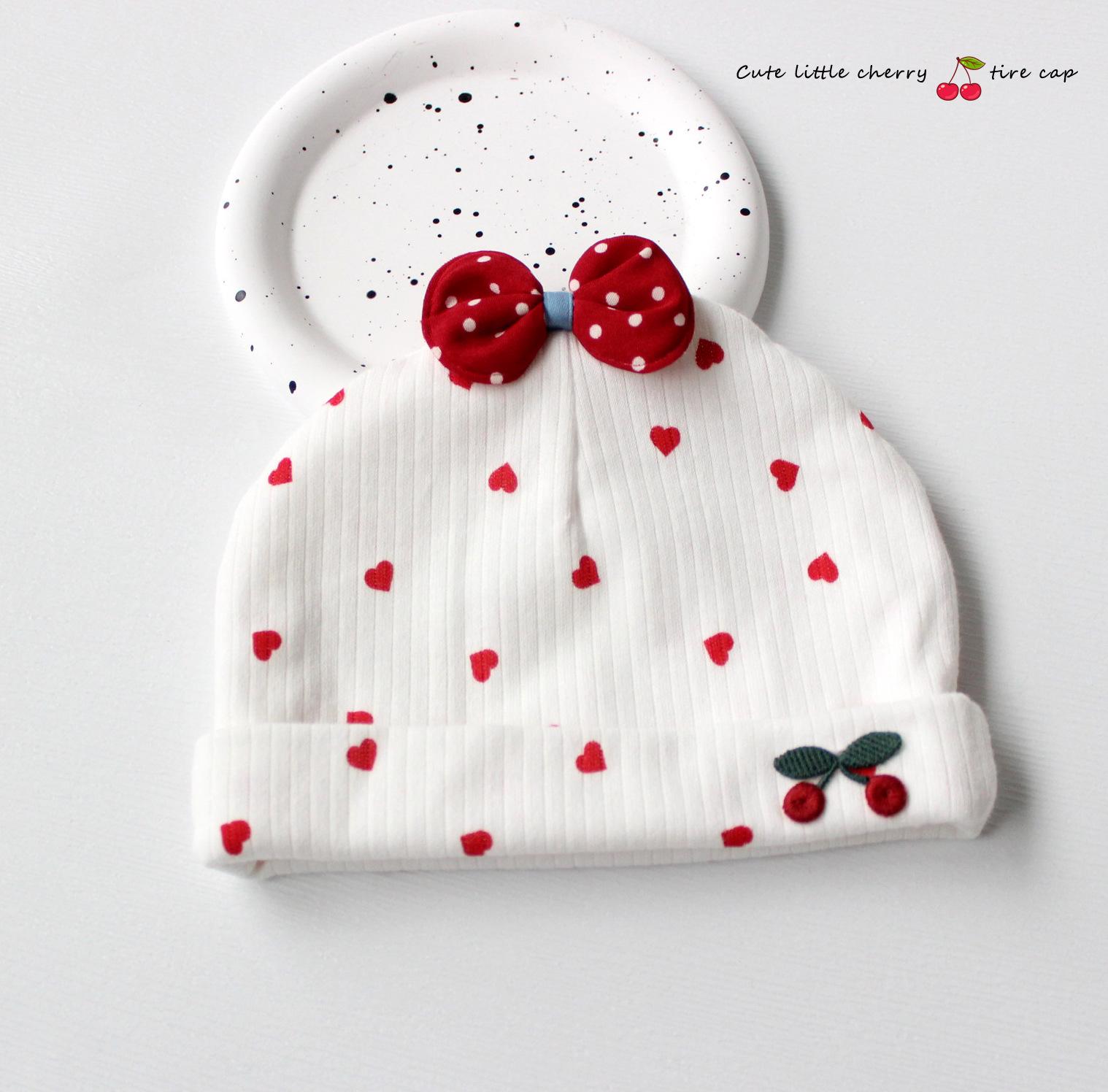 

Мила Бавовняна Шапочка для Дівчинки з Бантиком та Квіточкою - Весняна, Осіння, Зимова Колекція 36-40 cm, for 0-6 months